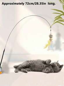 1/3pcs Feather Cat Teaser Wand With Powerful Suction Cup, Strong Suction, Pet Feather Bell Replacement, Firmly Attached To Floor, Interactive Cat Toy, Suitable For Indoor Play And Exercise, No Battery Required - Blue - View 15