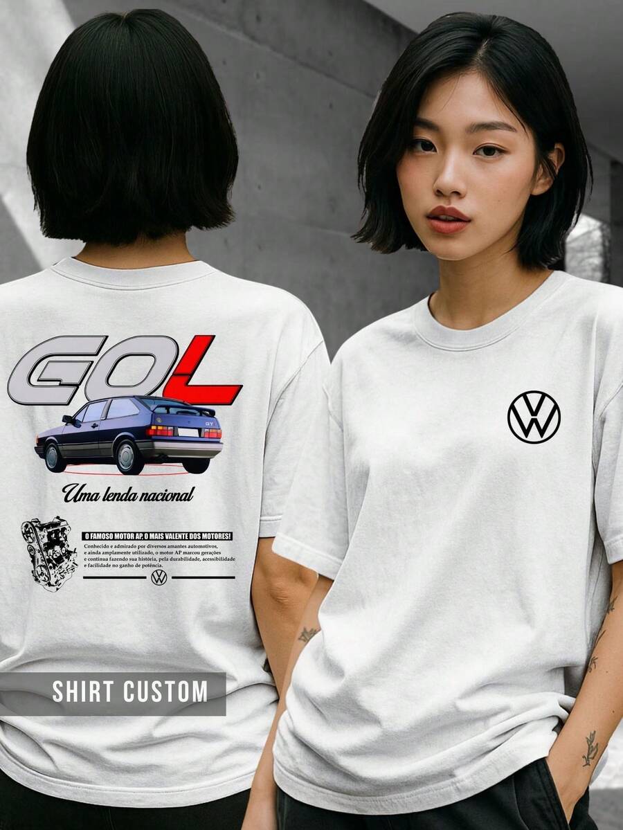 Camiseta Gol Quadrado Estilo Motor AP Lenda Nacional Urbana Atitude Casual Carros Tuning Streetwear - Branco - Visão 1