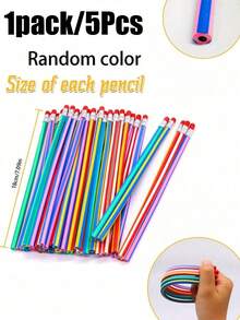 10pcs Flexible Pencils, Flexible Pencils With Erasers, Practical Bendable Magic Pencils, Creative Writing Pencils For Professional Art Use, Flexible And Foldable Soft Pencils, Suitable As Birthday Party Gifts And Fun Prizes/Office Supplies - Multicolor - View 11