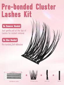 36 Bundles 3 Rows D-Curl Pre-Glued Eyelash Clusters, DIY False Eyelash Clusters With Pre-Glue, Self-Adhesive Cluster Lashes No Glue Needed, 12-16mm Curled Lashes With Tweezers, Suitable For Christmas, Holidays, Valentine's Day - D - View 2