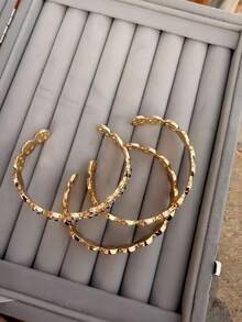 1件奢华全镶钻手链，优雅女士手链，附防氧化包装盒 - 金色 - 查看 3