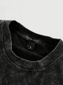 OMSTUDIO Retro Washed Short Sleeve T-Shirt (230GSM), Men's Double-Sided Printed T-Shirt Colorful Anti Social Club Pattern, Comfortable, 100 Percent Cotton, Graphic Cropped Graphic Tee, Men Graphic Tees ,Street Wear, Size S XXXL, Shipped From Local Warehouse, Man Gift. - 黑色 - 查看 6