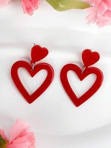 Heart-Shaped Earrings, Valentine's Day Earrings, Wedding Earrings, Lightweight Acrylic Earring Jewelry, Mother's Day Gifts - Multicolor - View 4