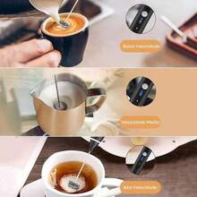 Mini Mixer Portátil Misturador de Bebidas Batedor Espumador de Leite USB Recarregável Cozinha Cafe Ovo - PRETO OU BRANCO - Visão 4
