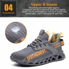 manlegu Grey Indestructible Work Sneakers For Men Women Steel Toe Anti-Smash Puncture Proof Breathable Lightweight Safety Shoes For All Seasons - Grey - View 6