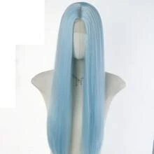 【薄荷绿】清爽浅绿色假发，JK风格甜美自然中分全头直发蕾丝前片长直发 - 薄荷綠 - 查看 1