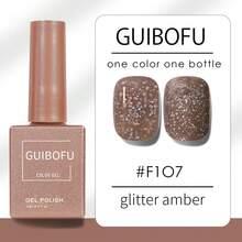 GMUME 3瓶/套 15毫升 亮片五彩纸屑凝胶指甲油，紫棕白亮片，趣味圆点派对饼干风格，独特DIY美甲，可卸UV/LED凝胶套装 - 彩色 - 查看 7