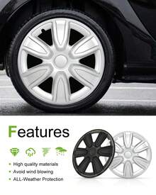 GCCSJ 4PCS 15 Inch Universal Wheel Covers – Heavy Duty ABS Hub Caps For Steel Wheels, -On Design With Micro-Adjustable Retention Ring, Rustproof & All-Weather Protection, Fits Most Cars, SUVs & Trucks (Silver) - A15 Inch - View 8