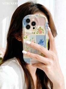 xercxerc Funda de TPU con Estampado Floral y Geométrico, Cobertura Completa de Cámara y Protección Contra Caídas para iPhone 11 12 13 14 15 16 17 Pro ProMax Air - Blanco - Ver 6