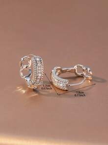 Hihho 1 Pair Cubic Zirconia Chain Hoop Earrings, Luxury Earrings With Sparkling Diamonds, Like Starlight Connecting On Your Ears. Suitable For Bridesmaid Dresses, Gentle Yet Elegant. - Starlink - View 6