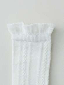 3双儿童泡泡过膝袜，甜美优雅的公主袜，适合搭配连衣裙 - 白色 - 查看 3