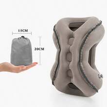 Inflatable Travel Pillow For Airplane Support Head Inflatable Pillow Neck Pillow - 淺灰色 - 查看 2