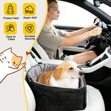 Comfortable Dog Car Seat 19.7"L X 19.3"W, Pet Booster Seat For Small Dogs Up To 35 Lbs, Durable Dog Travel Bed With Storage Pockets & Machine Washable Cover - 灰色 - 查看 8