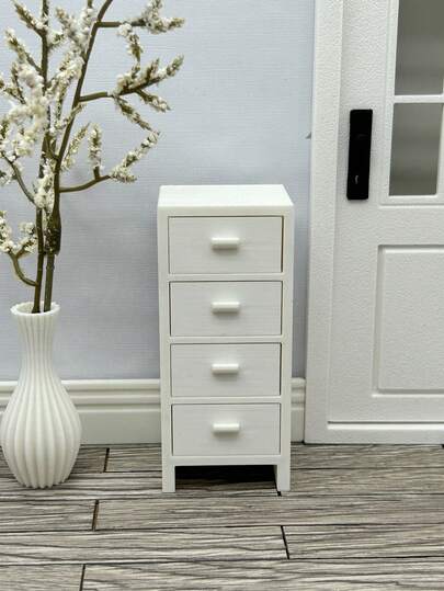 Plastic Dollhouse 4-Drawer Chest Mini Storage Cabinet Furniture For Model House Decor