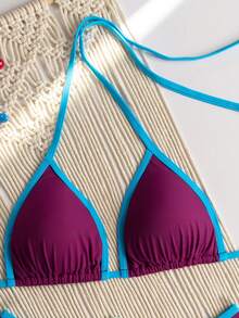 RWX VEST Triangle Bikini With Contrasting Trim And Adjustable Tie 2025 XX574 - Rosa Roja - Ver 3