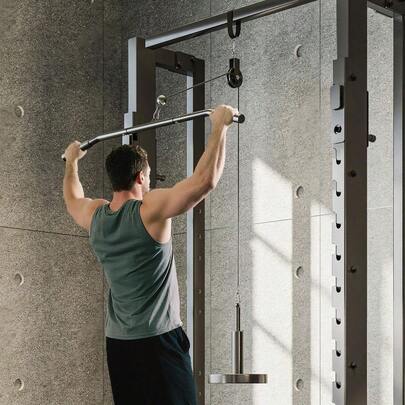 Red Weight Cable Pulley System For Home Gym With Heavy-Duty Loading Pin, Adjustable Cable Machine & Multi-Pulley System (Wall/Ceiling Mount) - Upper/Lower Body Strength Training Equipment For Lat Pulldowns, Bicep/Chest Press