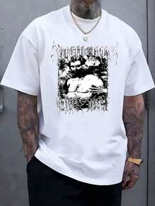 Suicideboy Era Tour Graphics Print T-Shirts For Men Harajuku Hip Hop Rock Style T Shirts Unisex Fashion Oversized Street T Shirt Tee Comfortable Comfortable Streetwear,Suicideboy Skeleton Graphic 100% Cotton Print T-Shirt,Halloween Funny Graphic, Sports Leisure Tee,Soft Cotton - 白色2 - 查看 1