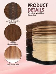 PU Hole Hair Weft Invisible Real Human Hair, Smooth Straight Hair, Using Invisible PU Base, Comfortable And Breathable, Matural And Realistic, Thick Hair Ends - Multicolor - View 3