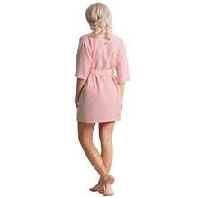 Women's Knee Length Waffle Weave Kimono Batobe Short Spa Robes - Melocotón - Ver 5