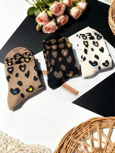 5 pares de calcetines tipo barco con estampado de leopardo personalizados para mujer, de colores mixtos | Absorción de humedad, transpirables, suaves y elásticos, talla 36-42 | Adecuados para uso casual diario y al aire libre, gran regalo para el opuesto