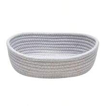 XqYBB 手工编织椭圆形收纳篮，小型悬挂式编织篮，适用于客厅、卧室、游戏室，可存放零食，DIY 绳编篮，节日装饰，礼品，玩具收纳，适合开学季 - 灰色 - 查看 15