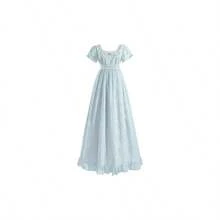 Regency Dress Women Regency Costume Empire Waist Tea Party Victorian Gown With Pearl Brooch - 藍色+中號 - 查看 1