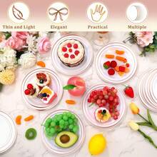 Bộ đĩa tráng miệng 7,5 inch / đĩa ăn chính 10,25 inch, đế trắng viền vàng hồng, phù hợp cho nhiều dịp từ những buổi họp mặt thân mật đến những bữa tiệc lớn. Cho dù bạn tổ chức bữa tối trang trọng hay bữa tiệc ngày lễ thân mật, bộ đĩa này đều có thể nâng tầm trải nghiệm ăn uống và tạo thêm không khí lễ hội cho bàn ăn của bạn. - Nhiều màu - Xem 9