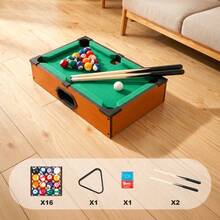 Compact Bar Snooker Set Mini Pool Table Party, Family Use, Outdoor, Drinking Games, Including Ball And Tail - Wooden - View 2