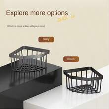 1Pc Corner Basket, Kitchen Sink Organizer, Wall Mounted Storage,Scourer Holder, Sponge Caddy, Steel Wool Container,Strong Adhesive, No Drilling, Heavy Duty, Water Drainage,PP Plastic, Rust Proof, Bathroom & Kitchen Use - 查看 5
