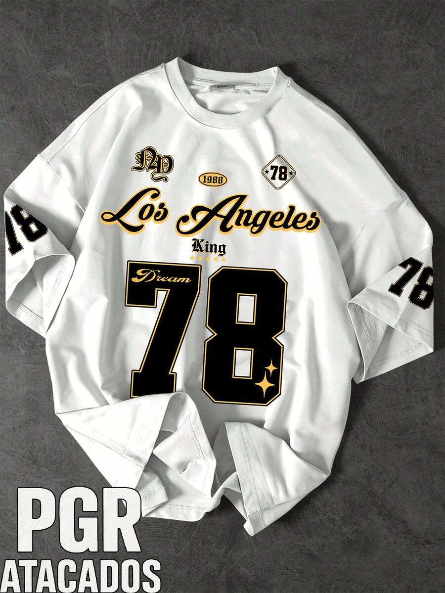 Los Angeles 78 Street Style International Basketball Unisex Men's And Women's Sports T-Shirt, 100% Cotton, Top Premium Streetwear, New Release, Immediate Shipping, Various Colors!! - 白色 - 查看 1