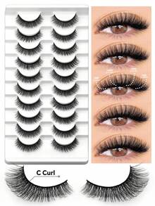 GROINNEYA 10 Pairs Wispy Fluffy Faux Mink Eyelashes Volume Cat Eye Lashes Winged End Eye Elongated Eyelashes Natural Look Fake Lashes Soft Band Full Strip Lashes,Beginner-Friendly For Daily And Party Makeup Use - View 9