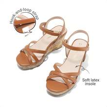 Girls' Summer Wedge Sandals Flatform Open Toe Ankle Strap Platform Sandals Suitable For Daily Occasions & Parties - Brown - View 2
