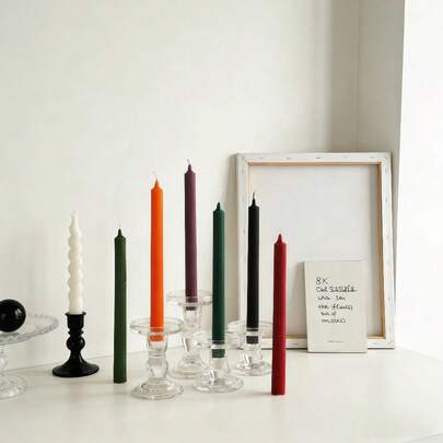 2pcs Striped Slim Scented Candles, 9.84 Inch Length, Smokeless Soy Wax Candles, Suitable For Home Decor, Party, Dining Table Decor, Holiday Gift, Dinner, Banquet/Party, Relaxation/Meditation, Creating Romantic Atmosphere, Wedding Decor, Wedding Gift, Holiday Decor, Winter Gift, Gift For Her (Candle Holders Not Included)