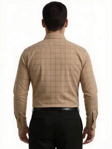 Rand paul Men's Long-Sleeved Dress Shirt, Casual, Good Quality, Slim Fit With Elastane - Màu be - Xem 2