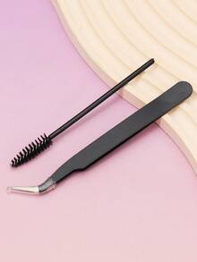AYRMILLA Multi-Color False Eyelash Tweezers Set, Includes 1 Eyelash Brush And 1 Tweezers, A Complete And Convenient Eyelash Curler Set. Precise Tweezers, Also Suitable For Manicure And Makeup. - Multicolor - View 2