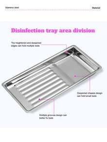 1 Set Bandeja de moda rosa, Bandeja rectangular de acero inoxidable, Bandeja de desinfección de herramientas para uñas, Bandeja cuadrada de acero inoxidable 304 reforzada para desinfección de herramientas dentales y orales, resistente al calor, en forma de corazón, ovalada y cuadrada, Bandeja de joyería de acero inoxidable, Herramientas de manicura, Bandeja de almacenamiento, Set de bandejas metálicas para cosméticos, Opción perfecta para el hogar y el salón, Decoración de habitaciones - Rosa - Ver 3