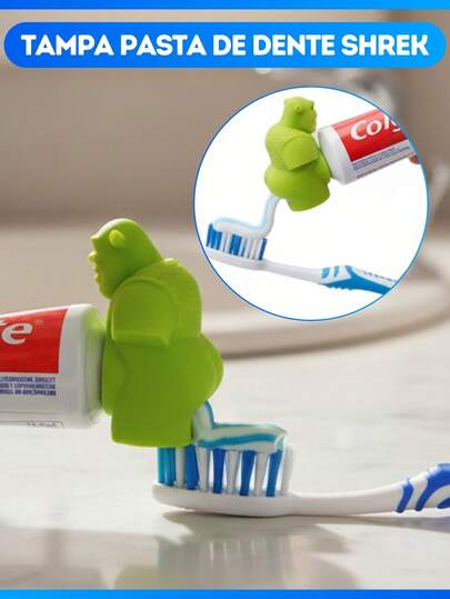Tampa De Creme Dental Ogro Verde Dosador Divertido