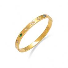 Vòng tay mạ vàng đính đá Cubic Zirconia, bộ vòng tay nhiều màu sắc, trang sức sang trọng, thanh lịch cho Giáng sinh, Năm mới, Đám cưới, Hẹn hò, và đeo hàng ngày. - Vàng - Xem 13