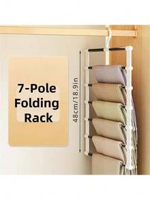1 pieza Perchero portátil multifuncional para pantalones – Organizador tipo escalera para ahorrar espacio con pinzas de acero inoxidable - Blanco - Ver 5