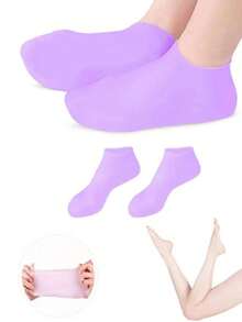 2 piezas Calcetines de silicona hidratantes, calcetines de gel exfoliante y reparador de talones agrietados, protectores de pies anti-sequedad y grietas - 1 par - Ver 1