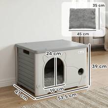 PawHut Cat House Stackable Cat Bed For Indoor Outdoor Grey - one-size - View 3