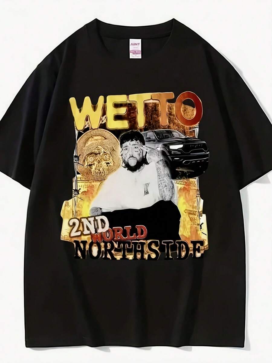 S Rapper Vintage Graphic G59 Greyday Tour Grey F Nine Heavyweight T-Shirts Haruku 100% Cotton Tshirsthetic Y2446K Style Summer Top, Loose Fitting T-Shirt For Outdoor, Home, Work Or Street Leisure, Soft And Durabl - Style 3 - View 1