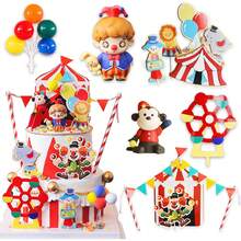 Circus Clown Birthday Cake Decoration Set – 20 Pieces Including PVC Clown Figurine With Bunny, "HAPPY" Mini Cake Banner, Circus Elements, And Colorful Clay Balloons For Party Decorations - Ymx-054 - Xem 11