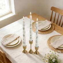 2支欧式印花长蜡烛，植物印花长蜡烛，9.84英寸长香氛蜡烛，无烟大豆蜡烛，适用于餐厅、酒店、客厅、卧室 - 2pcs - 查看 4