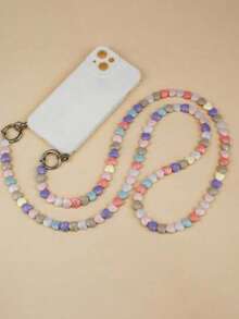 二合一珍珠肩带 DIY 单肩/斜挎手机链，可拆卸包带 - 彩色 - 查看 1