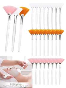 1/3/5/10/20pcs Fan-Shaped Makeup Brushes, Face Mask Application Brushes, Soft Cosmetic Skincare Tools, Acid Brushes For Beauticians, Suitable For Mud Masks, Toners, Creams, Spa Skincare Tools - Multicolor - View 2