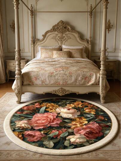 1 件春季花鸟图案装饰地毯，诗意的花鸟设计可作为视觉焦点，与法式/田园风格的软装相得益彰，提升整体的疗愈氛围。可收纳、易于清洁、可水洗，适合床边、卧室等场所。