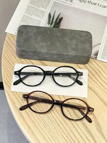 2 piezas Montura de gafas ovalada para mujer, marco ligero de policarbonato con lentes transparentes claros, estilo casual adecuado para uso diario en la oficina y el transporte, con estuche de gafas - Multicolor - Ver 8