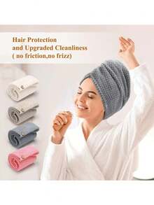 1条/4条装柔软超细纤维干发巾 - 速干、超强吸水、温和呵护女性及女孩卷发或受损发质，纯色浴室配件，浴帽，美发沙龙产品及配件，美容旅行必备 - 彩色 - 查看 11