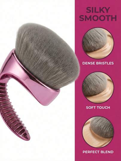 大号粉色粉底刷、高品质轮廓遮瑕刷、紫色电镀手柄身体刷、女士化妆刷套装 - 腮红刷、颈刷